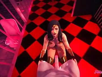 Wonder Woman Hentai - Wonderwoman Ties Up Guy To Suck And Fuck Him - DC Japanese manga anime porn