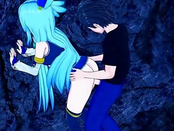 Aqua Konasuba BLOWJOB and DOGGY in cave (3d Hentai)