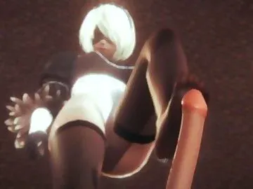 Nier automata 2B does tremendous footjob with her stockings