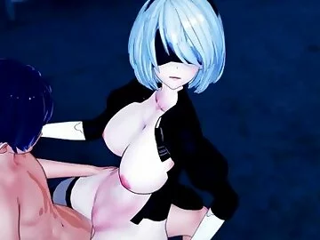 2B DEEPTHROAT BLOWJOB AND COWGIRL NIER AUTOMATA (3D HENTAI)
