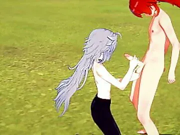 Genshin Impact Yaoi - Razor Handjob and fucked by Diluc - Japanese Asian manga anime game porn gay