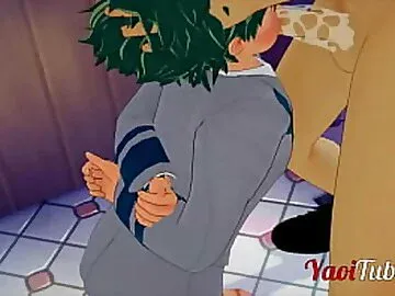 Boku No Hero Yaoi - Deku Blowjob Bakugou Dicks and he cums in his mouth
