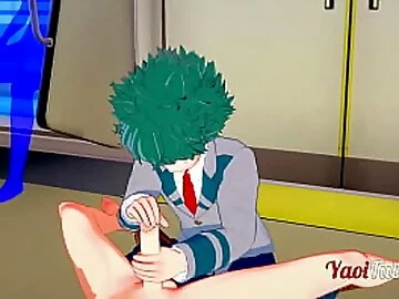 My Hero Academia Boruto Yaoi - Midoriya Izuku (Deku) and Boruto Uzumaki Having Sex in the underground Blowjob, Bareback Creampie 1-2.