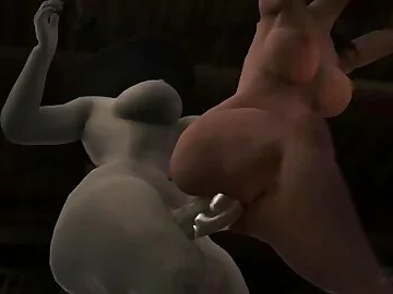 Lady Dimitrescu fucks her housemaid - Futanari pounds female - The Mask of Joy