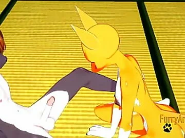 Digimon Hentai - Taomon & Grey Fox Hard Sex [Boobjob, handjob, blowjob and fucked] - Japanese Asian Manga anime game porn Yiff