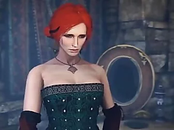 Witcher 3 Porno - Thug fucks Triss Merigold in Mouth, Pussy and Anal and Cum On Face