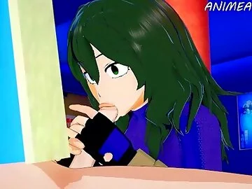 My Hero Academia Hentai: Setsuna Tokage Sucks Midoriya Izuku's Big Cock