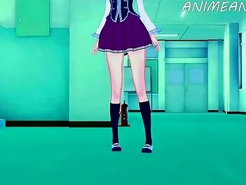 Highschool Dxd Hentai: Akeno in the School at Night Sucks Your Big Cock Cum in Mouth