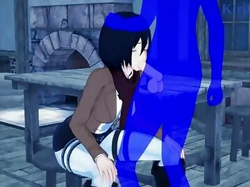 Mikasa Ackerman and I have deep sex in a tavern at night. - Attack on Titan Hentai