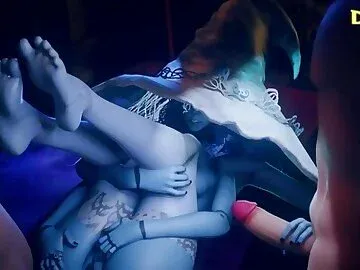 Sexy Blue Witch Ranni from Elden Ring Threesome Handjob and Vaginal - 60 FPS
