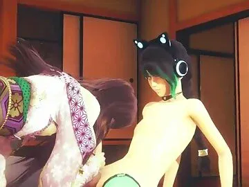 Yaoi Femboy Demon Slayer - Nezuko Femboy Suck and fucked in a tatami