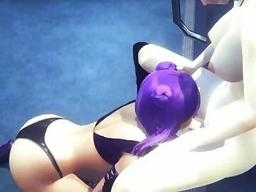 LOL KDA Hentai - Evelynn Futa fucks Kaisa's ass and blowjob in a subway