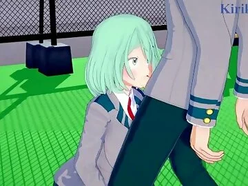 Toru Hagakure and Izuku Midoriya have intense sex on the rooftop. - My Hero Academia Hentai