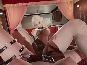 DMC 5 Threesome lesbian Lady Nicoletta & Trish kissing cunnilingus scissors