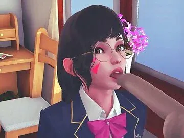 DVA schoolgirl licks your cock with her tongue and gets cum on her face