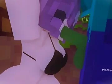 Minecraft Zombie fucks girl relaxing under a tree