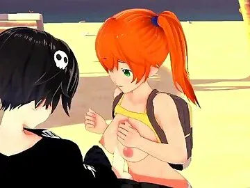 Hentai Uncensored The sweet Misty is found on the beach and surprised is fucked doggy style Pokemon