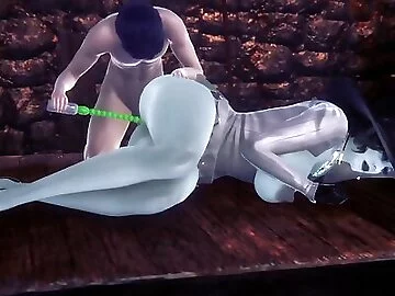 Alcina Dimitrescu takes anal beads dildo up her ass / Resident Evil Village Porn Parody