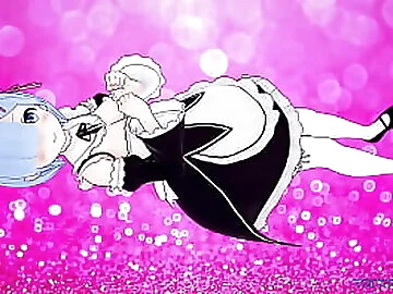 Re:Zero Rem desk doggy sex and some blowjob