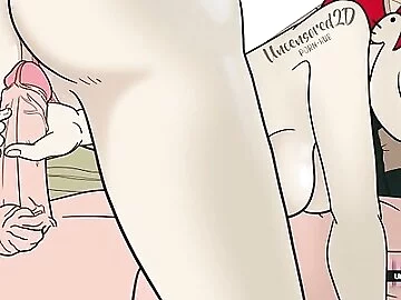 Uncensored 2D - FULL Big Natural tits & ass RED HEAD Cums Hard after Rough Fuck roleplay ANIMATION