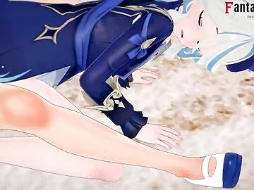 Furina Fucking on the beach / Genshin Impact / Waiting to Furina Release / Archon fucked POV normal