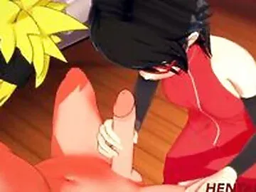 Naruto Hentai 3D - Sarada Handjob & Blowjob To Naruto And Cum In Her Mouth - Hentai Rough Sex