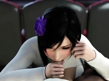 Tifa Throatfuck Throatpie in a public cinema