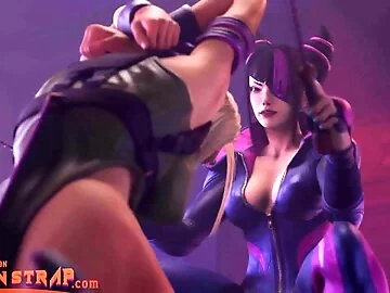 Cammy and Juri Lesbian Foot Tickle Domination