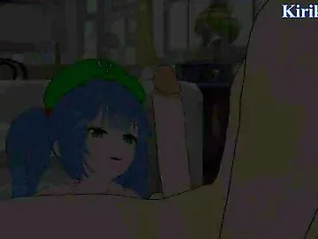Nitori Kawashiro and I have intense sex in the bedroom. - Touhou Project Hentai
