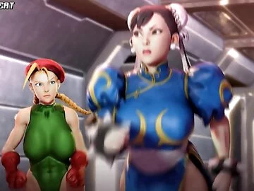 Chun Li, Cammy and Kimberly getting fucked