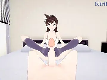 Ran Mouri and I have intense sex in the bedroom. - Detective Conan POV Hentai