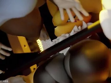 Judy Hopps and Renamon is working out