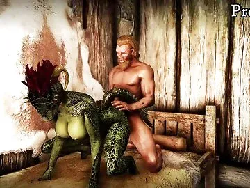 Female warrior Argonian masturbates & gets fucked by Embry