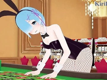 Rem (Bunny Girl) and I have intense sex in the casino. - Re:Zero Hentai