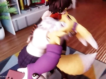 Renamon and Aak having fun