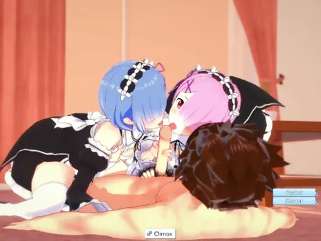 3D/Anime/Hentai. Re:ZERO Starting Life in Another World: Rem & Ram fucked in threesome!!!