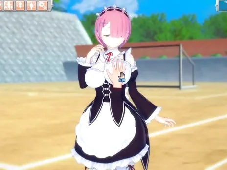 [Hentai Game Koikatsu! ]Have sex with Re zero Big tits Ram. 3DCG Erotic Anime Video.